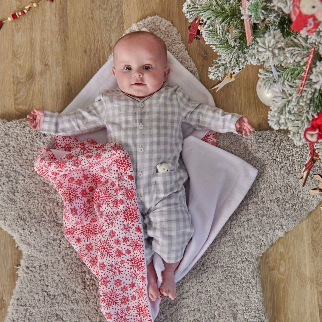 Clair De Lune Cosy Blankets Winter Snowflake Fleece Lined Baby Blanket