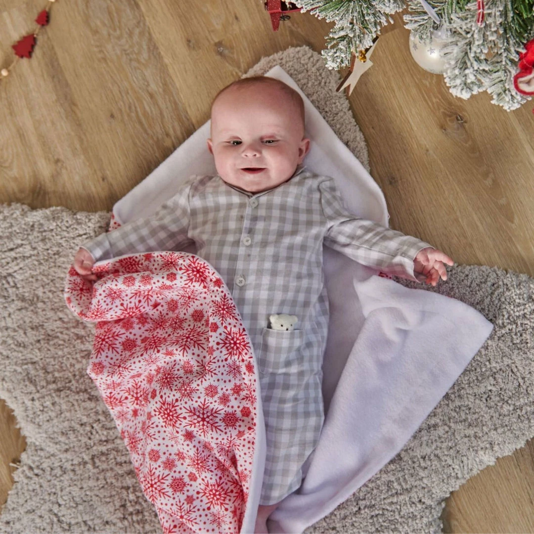 Clair De Lune Cosy Blankets Winter Snowflake Fleece Lined Baby Blanket