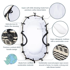 Clair De Lune Special Buy - Black & Cream Sustainable Moses Basket Bundle