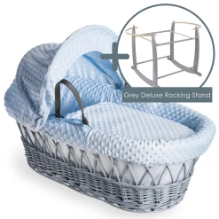 Clair De Lune Dimple Grey Wicker Moses Basket Moses Baskets & Stands