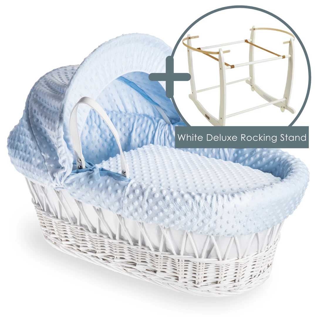 Clair De Lune Dimple White Wicker Moses Basket