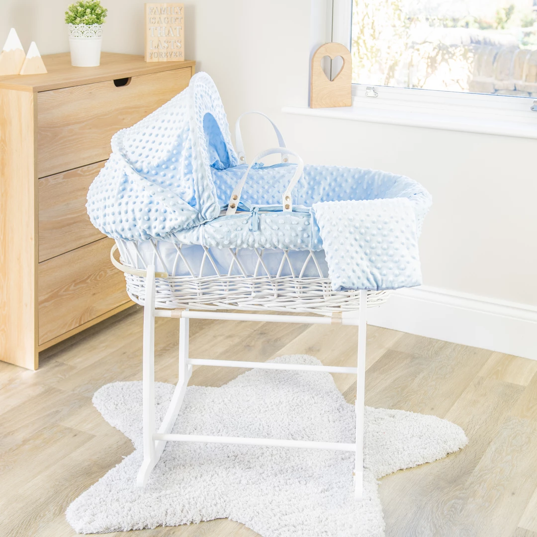 Clair De Lune Dimple White Wicker Moses Basket
