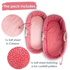 Clair De Lune 2 Pack Fitted Cotton Colour Pop Moses Basket Sheets - 74 X 30 Cm