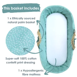 Clair De Lune Moses Baskets & Stands Colour Pop Palm Moses Basket
