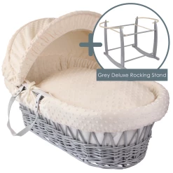 Clair De Lune Dimple Grey Wicker Moses Basket Moses Baskets & Stands