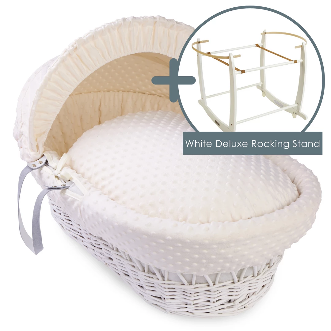 Clair De Lune Dimple White Wicker Moses Basket