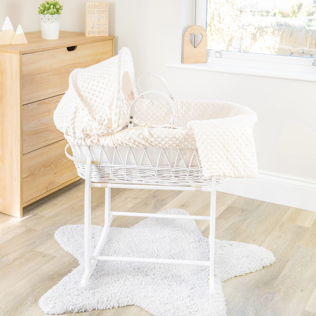 Clair De Lune Dimple White Wicker Moses Basket