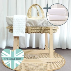 Clair De Lune Special Buy - Scandi Moses Basket Bundle Moses Baskets & Stands