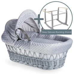 Clair De Lune Dimple Grey Wicker Moses Basket Moses Baskets & Stands