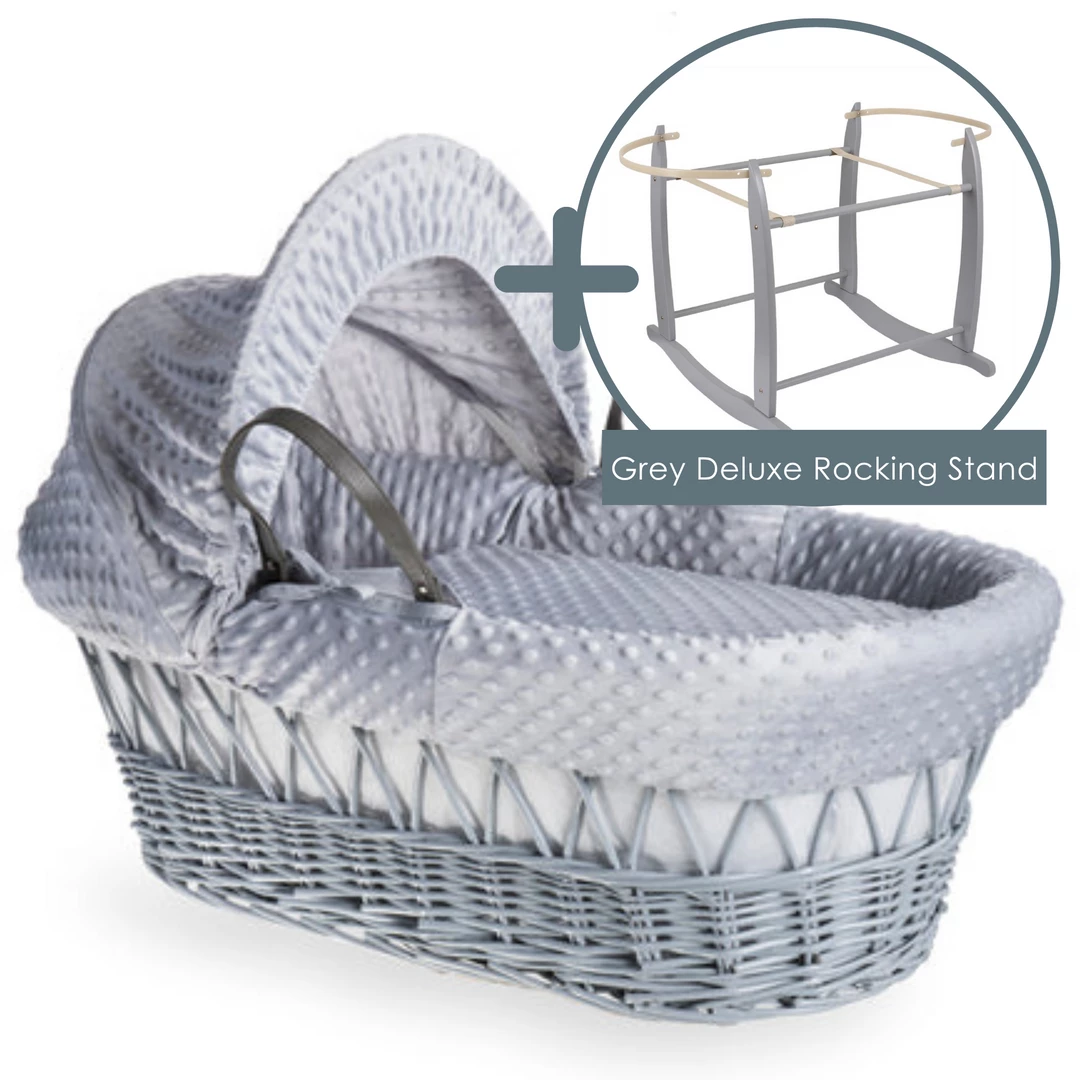 Clair De Lune Dimple Grey Wicker Moses Basket Moses Baskets & Stands