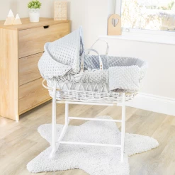 Clair De Lune Dimple White Wicker Moses Basket