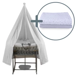 Clair De Lune Wicker Moses Baskets Stars & Stripes Wicker Moses Basket Starter Set & Deluxe Drape