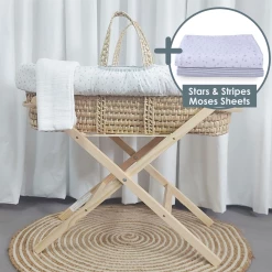Clair De Lune Moses Baskets & Stands Special Buy - Essentials Moses Basket Bundle
