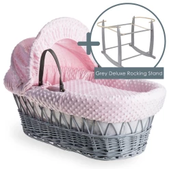 Clair De Lune Dimple Grey Wicker Moses Basket Moses Baskets & Stands
