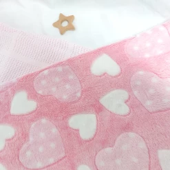 Clair De Lune Pink Plush Heart Fleece Throw Cosy Blankets