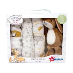 Guess How Much I Love You Soft Toy With Muslin Gift Set