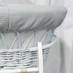 Clair De Lune Moses Baskets & Stands Special Buy - Cotton Dream Frosted White Wicker Moses Basket Bundle