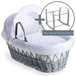 Clair De Lune Dimple Grey Wicker Moses Basket Moses Baskets & Stands