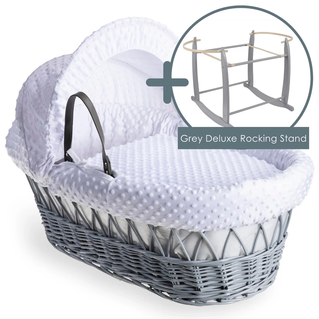 Clair De Lune Dimple Grey Wicker Moses Basket Moses Baskets & Stands