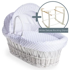 Clair De Lune Dimple White Wicker Moses Basket