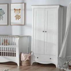 Furniture Cuddleco Clara 3pc Nursery Set - 3 Drawer Dresser/Changer, Cot Bed & Wardrobe
