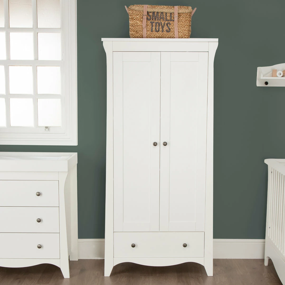 Furniture Cuddleco Clara 3pc Nursery Set - 3 Drawer Dresser/Changer, Cot Bed & Wardrobe