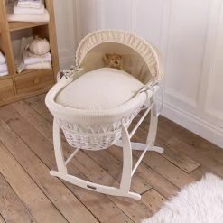 Clair De Lune Moses Baskets & Stands Waffle White Wicker Moses Basket