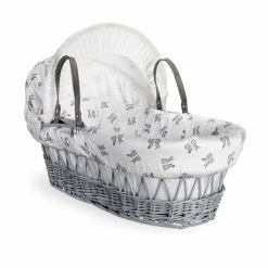 Clair De Lune Rachel Riley Bunny Grey Wicker Moses Basket Moses Baskets & Stands