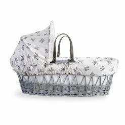 Clair De Lune Rachel Riley Bunny Grey Wicker Moses Basket Moses Baskets & Stands