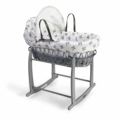 Clair De Lune Rachel Riley Bunny Grey Wicker Moses Basket Moses Baskets & Stands