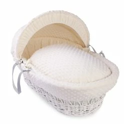 Clair De Lune Dimple White Wicker Moses Basket