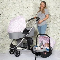 My Babiie Dani Dyer Pink & Grey Marbled Travel System Travel Systems