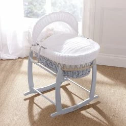 Clair De Lune Marshmallow Grey Wicker Moses Basket