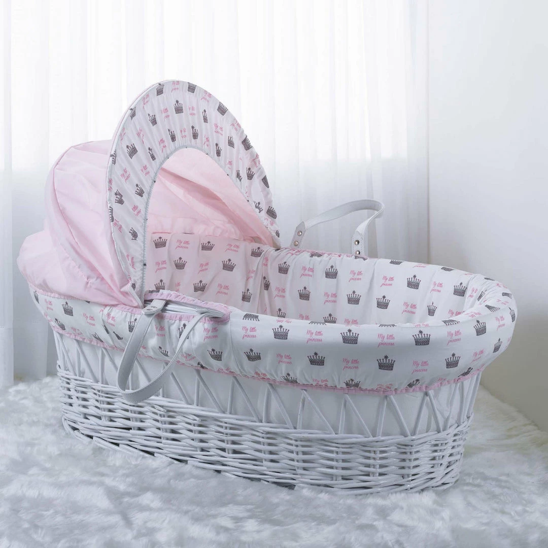 Clair De Lune Rachel Riley My Little Princess White Wicker Moses Basket