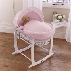 Clair De Lune Dimple White Wicker Moses Basket