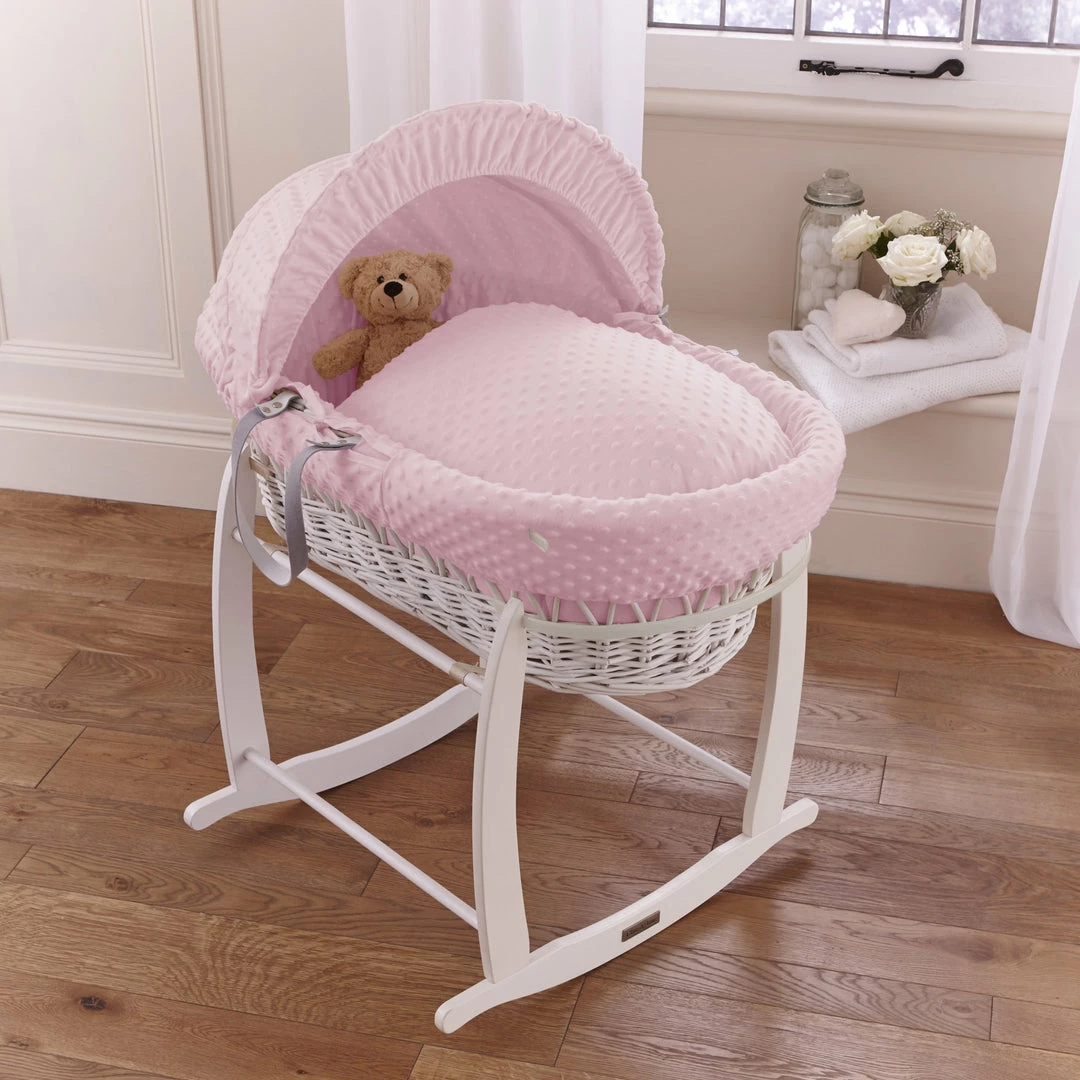 Clair De Lune Dimple White Wicker Moses Basket