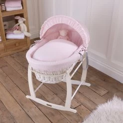 Clair De Lune Moses Baskets & Stands Waffle White Wicker Moses Basket