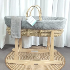 Clair De Lune Special Buy - Essentials Moses Basket Bundle In Grey Moses Baskets & Stands