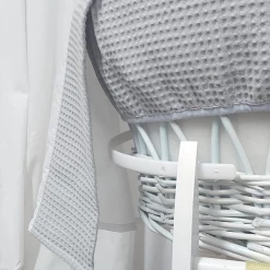 Clair De Lune Special Buy - Grey Waffle Frosted White Wicker Moses Basket Drape Set Moses Baskets & Stands