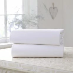 Clair De Lune 2 Pack Cotton Fitted Pram/Crib Sheets - 90 X 40 Cm Soft Sheets