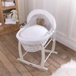 Clair De Lune Moses Baskets & Stands Waffle White Wicker Moses Basket