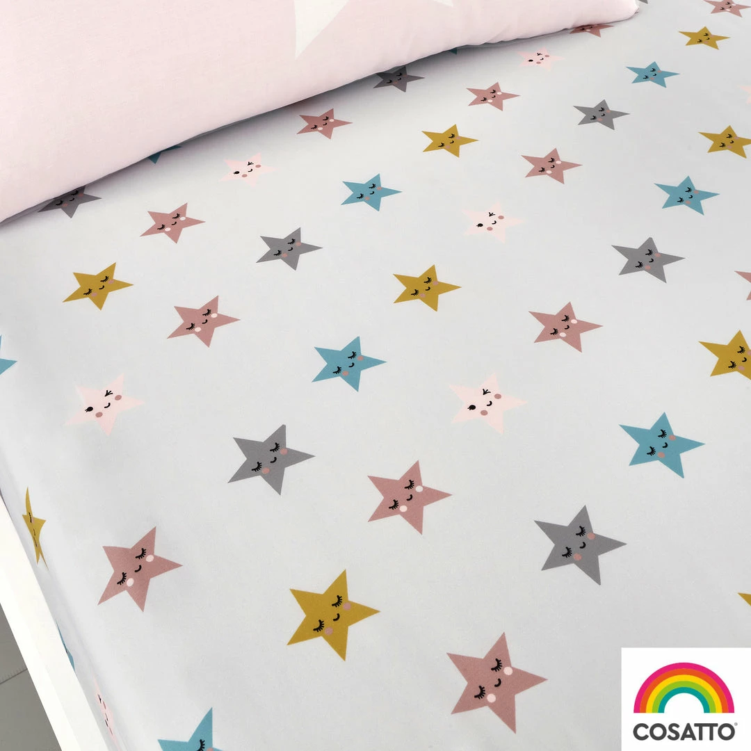 Rosenthal Soft Sheets Cosatto Happy Stars 2 Pack Fitted Cotton Junior/Toddler Bed Sheets