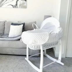 Clair De Lune Dimple White Wicker Moses Basket