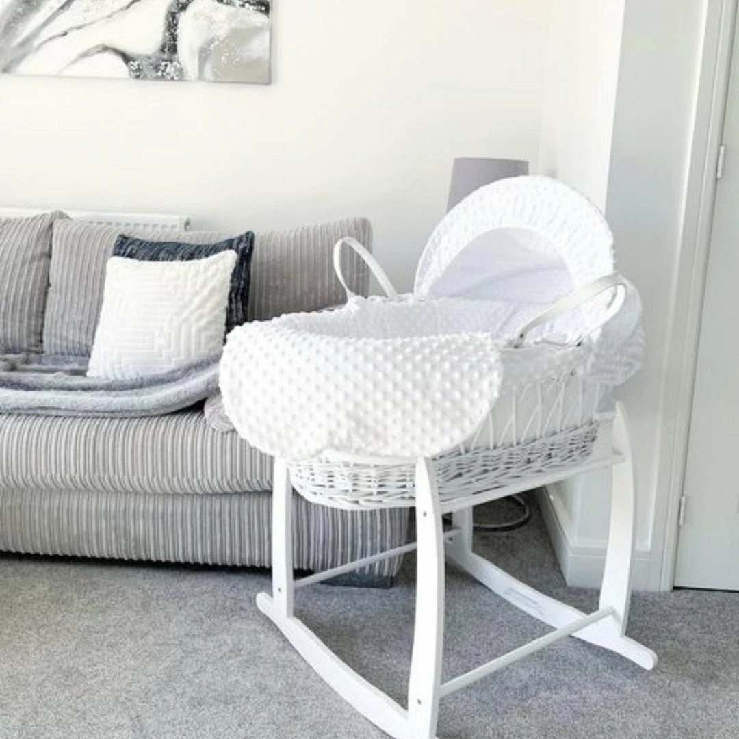 Clair De Lune Dimple White Wicker Moses Basket