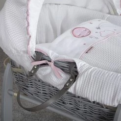 Clair De Lune Over The Moon Grey Wicker Moses Basket Moses Baskets & Stands