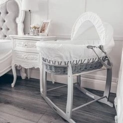 Clair De Lune Waffle Grey Wicker Moses Basket Moses Baskets & Stands