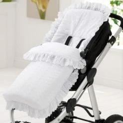 Clair De Lune Broderie Anglaise White Pushchair Footmuff Pushchair & Travel