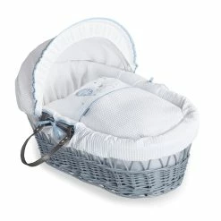 Clair De Lune Over The Moon Grey Wicker Moses Basket Moses Baskets & Stands
