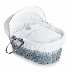 Clair De Lune Over The Moon Grey Wicker Moses Basket Moses Baskets & Stands