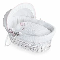 Clair De Lune Over The Moon White Wicker Moses Basket Moses Baskets & Stands